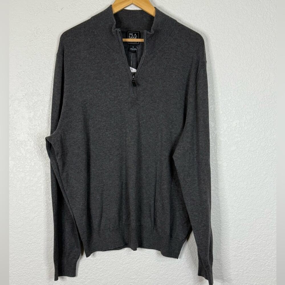 NWT JoS A Bank 100% Pima cotton quarter zip sweater Office Travel Casual Career